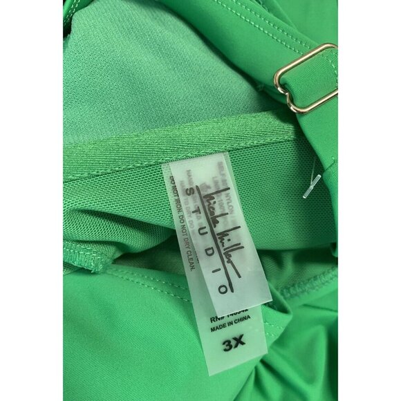 Nicole Miller Swimdress Plus Size 3X Swimsuit One Piece Green Stretch Women New - Picture 8 of 9